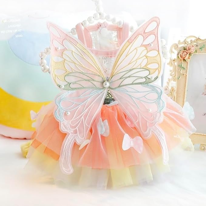 Vestido de Princesa Hada Mariposa para Perro con Alas miniatura 3