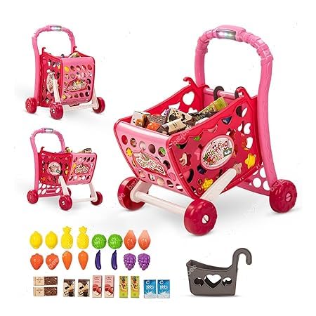 Ramokdu 3 in1 Supermarket Shopping Cart for Kids with Sound, Light, Fruits, Vegetables Toys, Pretend Play Toys for Kids | Role Play Toys for Kids | Super Market Shopping Cart Multicolor (B0CTXHNHP7) Amazon Price History, Amazon Price Tracker