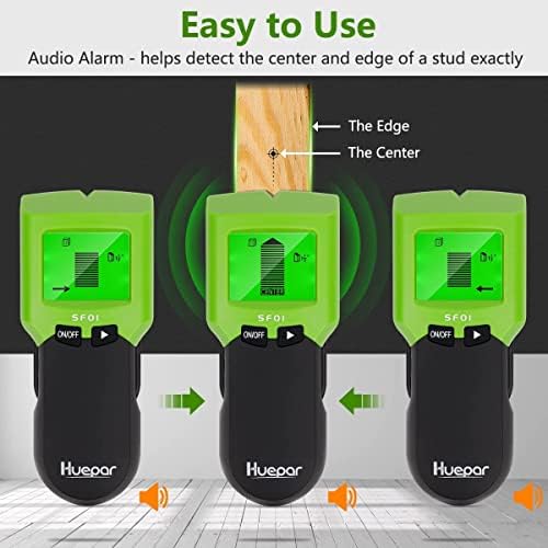 Stud Finder Wall Scanner, Huepar 5 in 1 Electronic Sensor Wall Scanner with LCD Display, Beam Joist Finder Center Finding & Sound Warning for The Center and Edge of Wood AC Wire Metal Studs Detection