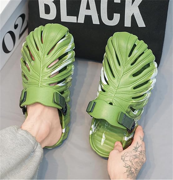 Monstera Deliciosa Sandals, Monstera Deliciosa Slippers Basic, Monstera Shoes, Monstera Slippers, Variegated Monstera Shoes2