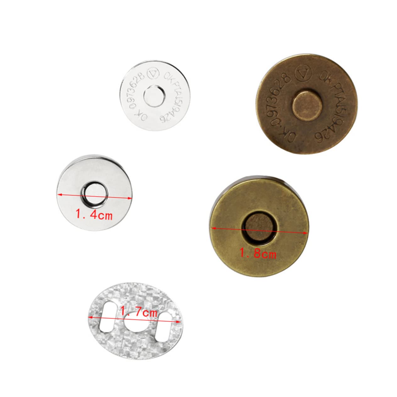 Lurrose Bottoni Magnetici 14mm 200 Pezzi in Metallo per Borse | Borsette e Pochette, Adatti a Riparazione e Creazione, Chiusura a Scatto Forza Magnetica