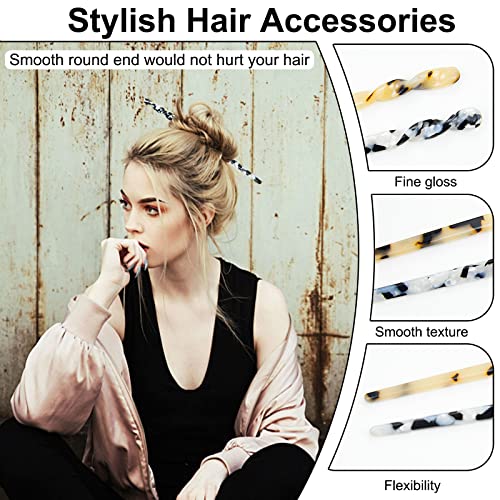 Beautychen 8 Pieces Acetate Hair Sticks Tortoise Shell Hairpin Hair Chopsticks For Women Leopard Print Hair Sticks For Long Hair Chinese Retro Hairpins Disk Hair Sticks Styling Pins Hair Accessories For Women Girls #TOP1