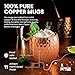 Moscow-Mix Moscow Mule Mugs - 100% Pure Copper Mugs Set of 4 - Food Safe 16 oz Premium Moscow Mule Cups Set of 4 - Solid Copper Cups for Drinking - Handcrafted Premium Gift