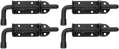 Miniatura 1 de JQK Pasador de pestillo con resorte, perno de barril de acero inoxidable 304 grueso de 0.079 in, cerradura de puerta de 5 pulgadas, negro (paquete