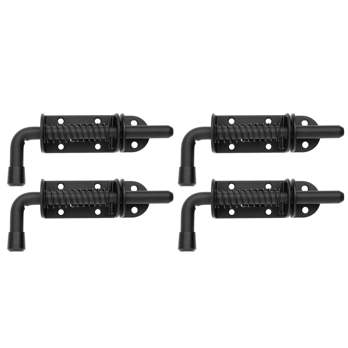 JQK Spring Loaded Latch Pin, 304 Stainless Steel Barrel Bolt Thickened 2mm Door Lock, 5 Inch Black (4 Pack), HSB300-BK-P4
