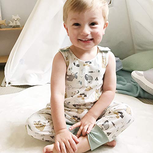 YSHtanj Pelele con Estampado de Animales, Pantalones Largos, cómodo, Suave de Dibujos Animados de Animales, sin Mangas, para bebé, niño, niño, niña, Largo, de Verano, 100 cm (2 Unidades)