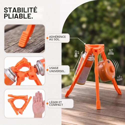 Alomejor Support de Réservoir de Gaz Pliant Support Stabilisateur en PC pour Réchaud à Gaz Stand Trépied de Cartouche pour Camping Trépied Etagère en Plein air – vue 3