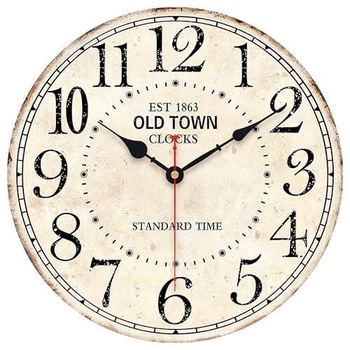 Toudorp 14 Inch Retro Round Wall Clock Old Town Vintage