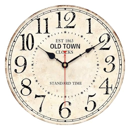 14 Inch Retro Round Wall Clock Old Town Vintage Antique Style Battery Operated French Country Silent Wall Clocks for Farmhouse,Garden,Home Kitchen,Bedroom,Office