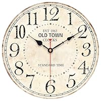 Toudorp 14 Inch Retro Round Wall Clock Old Town Vintage Antique Style Battery Operated French 2