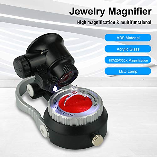Lupa de joias Lupa Lupa com iluminação LED 15X / 25X / 55X Ampliação para colecionador de selos joal