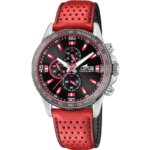 Lotus Reloj Hombre 18957/3 Special Prices Caja de Acero Inoxidable 316l Plateado Correa de Piel Rojo