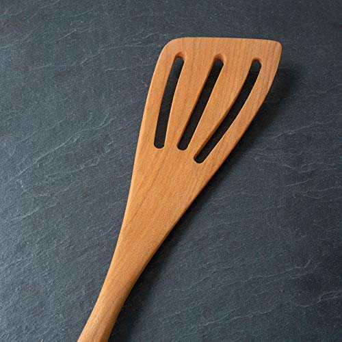 Wooden Fish Spatula - 12” Slotted Turner Made In The Usa - Cherry Wood Kitchen Spatula #TOP1