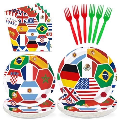 Greencian 96 Pcs International World Flags Party Decorations, Serves 24