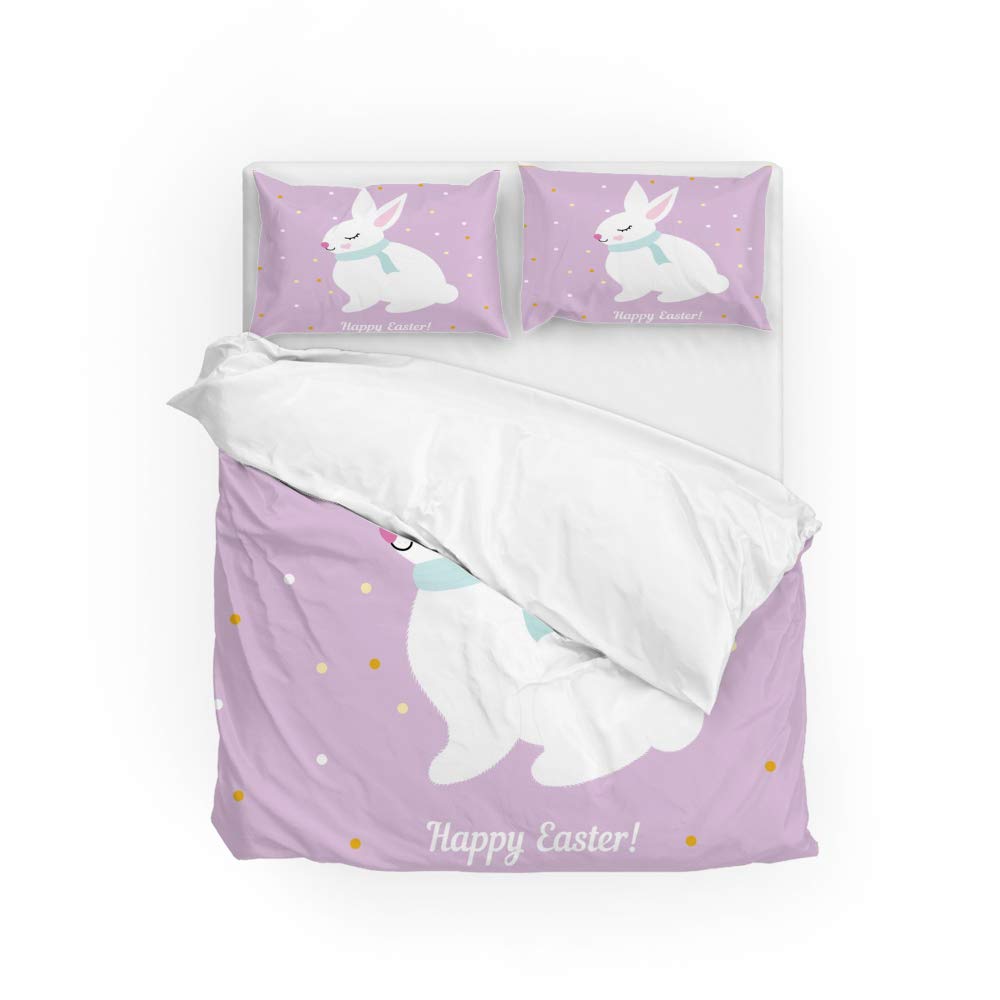 Housse de couette simple en microfibre avec deux taies d'oreiller lit 3 pièces CHEHONG