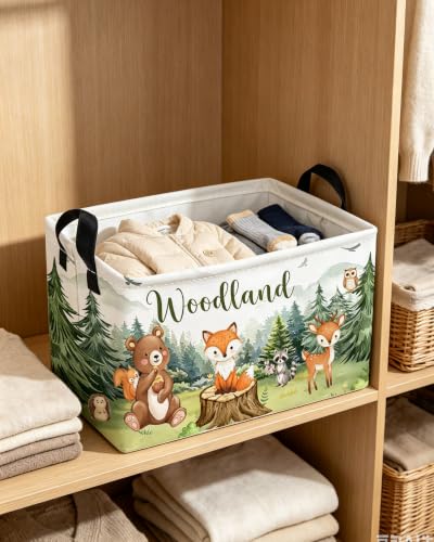 Image of Essme Rectangular Animal Basket,Kids Storage Bins Organizer with Handles for Girls Room Decor, Gift Basket,Shelf Basket.(Tree Animal)