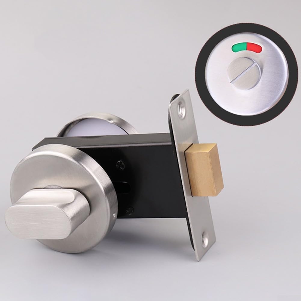 Latch Indicating Lock,Indicator Door Lock Toilet Door Lock, Bathroom Indicator Lock Bolt Privacy WC Toilet Door Lock Satin Stainless Steel for Bathroom, Hotel, Malls