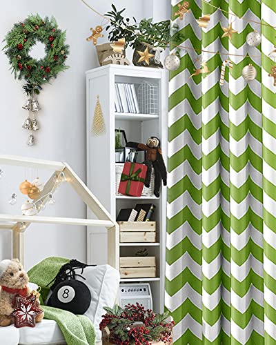 Melodieux Chevron Room Darkening Blackout Grommet Top Curtains, 52 By 63 Inch, Green (1 Panel) #TOP1