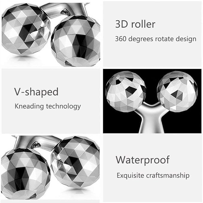 Panjurali multi 3D massage roller 360 rotate silver thin face full body shape lifting Rinkle Remover Facial Massage Relaxation Tool (-1 pack) Panjurali multi 3D massage roller 360 rotate silver thin face full body shape lifting Rinkle Remover Facial Massage Relaxation Tool (-1 pack)