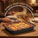 Lyellfe 3 Poêle à cuisson rectangle, poêles à gâteau non-brillants pour four, 13 x 9 Inch Deep Cookie Sheet Tray pour Brownie Lasagna Casserole Pain, BPA Gratuit