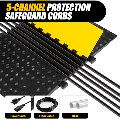 WKINGBOOM 5 Channel Rubber Cable Protector Ramp, ADA Compiant Low Profile Drive Over Cable Protector, Wire Cord Cover Ramp for Wheelchiar, Walker, Gait Trainer, Rollator, Scooter, Low Vehicles - Thumbnail 6