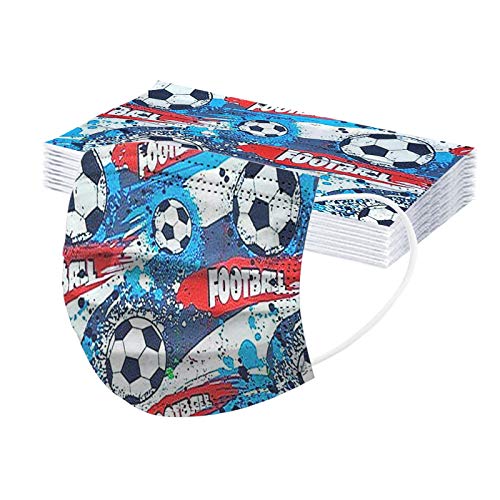 [USA in Stock] Children\'s Soccer Football Printing Disposable Face-Mask,Adjustable Sports Fans Accessories Novelty Gifts, Kids Cute Cartoon Decorative Sports Bandana for Girls Boys 50 PCS - Thumbnail 5