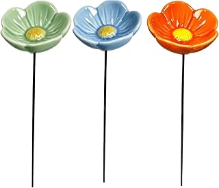 Ceramic Bee Water Station Blossom Pollinator Stake for | Garden Pots 3Pcs Hand-Painted Ceramic Blossom Supplies Water for Gardeners, Home Decor & Plant Lovers