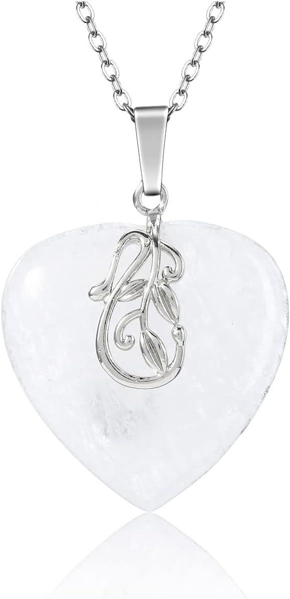 JSDDEHeart Crystals Pendant Necklace Natural Gemstone Healing Stones Necklace Jewelry for Women Girls
