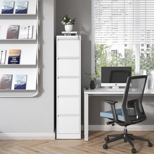 Image of 5 Drawer File Cabinet with Lock,Metal File Cabinet for Home Office