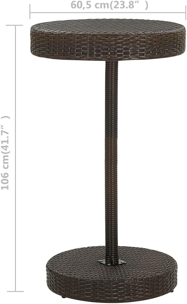 Brown PE Rattan Round Garden Bar Table with Powder-Coated Steel Frame, Durable Outdoor Patio Furniture for Balcony and Terrace, UV-Resistant and Weatherproof Dining Set Seats