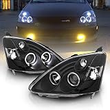 AmeriLite Projector Headlights Halo Black for Honda Civic 3 Door - Passenger and Driver Side