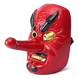 Altura de la nariz: 12cm Alamor Tengu máscara presagio Noh Kabuki Samurai demonio Halloween cosplay Hallowmas