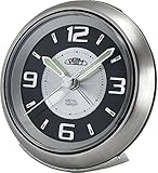 PRIM Steel Modern Alarm Clock - Wecker, Analoger Wecker aus Metall mit LED, Ohne Ticken Analoge Wecker Retro Groß Leise Wecker Analog Batteriebetrieben, Lauter Alarm, Geräuschlos Snooze Wecke