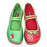 Hot Chocolate Design Chocolaticas Funky Canvas Women's Mary Jane Flat Shoes, Strawberry, 5 UK