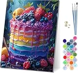 Paint by Numbers Kit for Adults Cake, Paint by Numbers Dessert, DIY Crafts for Adults Art Kit with Acrylic and Brushes, Hobbies for Women, Room Decor and Wall Art, Gifts for Women 40x52in X-5600