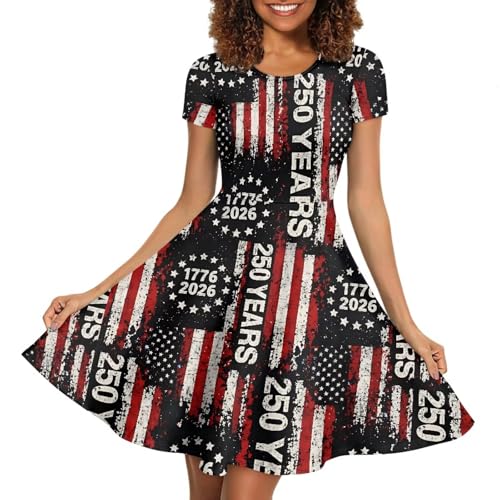 Image of AFPANQZ Womens Casual Summer Lightweight Vintage Dress Short Sleeve Midi Dress Knee-Long Luxury Formal Dress
