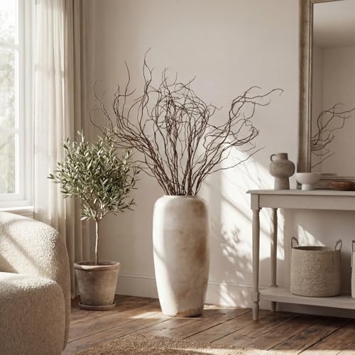 Image of Norme 3 Pcs 47.2 Inch Lifelike Curly Willow Branches for Vases Artificial Decorative Dried Twigs Tall Plastic Vine Bendable Stick for DIY Plant Crafts Farmhouse Wedding Indoor Home Hotel Decor(Brown)