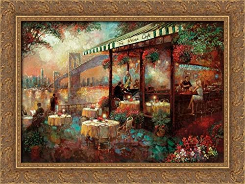 The River Cafe 24x17 Gold Ornate Wood Framed Canvas Art by Manning, Ruane