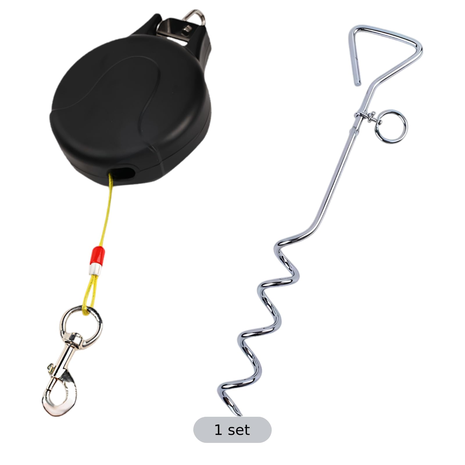 Hundeleine mit Erdspieß, 29,5 ft einziehbares Tie-Out-Kabel für Hunde bis zu großen Rassen, 360° ohne Verheddern, einfache Montage, für Garten, Camping und den Einsatz im Freien
