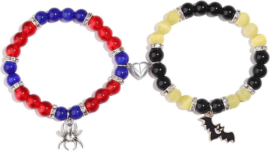 Image of ARISTAL Jewellery Spiderman Kitty Magnetic Friendship Bracelets, Couple's Bracelets, Valentine's Day Gifts for BFF, BF, GF, Women, Men, Girls, Kids