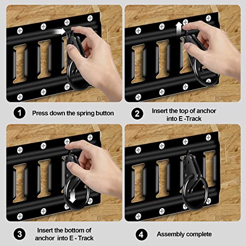 E-Track O-Ring Tie-Down Anchors For E Track Accessories For Enclosed| E-Track Tie-Down System For Secure Motorcycles, Cargo Loads, Bikes In Trailers, Pickups, Vans, Trucks (Pack Of 12 Black) #TOP3