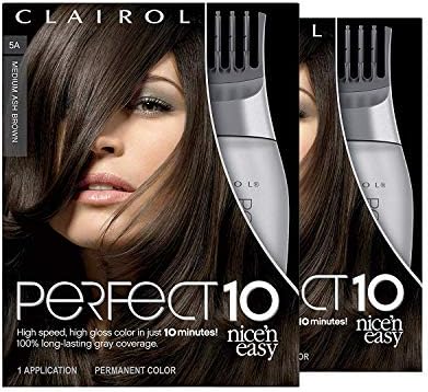 Clairol Nice'n Easy Perfect 10 Permanent Hair Dye, 5A Medium Ash Brown Hair Color, Pack of 2