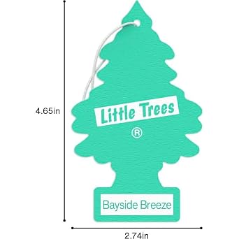 Little Trees Cardboard Hanging Car, Home & Office Air Freshener, Bayside Breeze (Pack of 6)