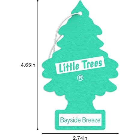 Little Trees Cardboard Hanging Car, Home & Office Air Freshener, Bayside Breeze (Pack of 6)