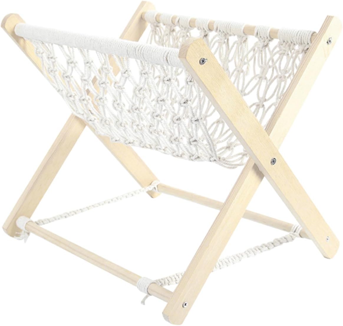 Nordic Cotton Rope Folding Magazine Rack Creative Bookshelf Sturdy Wooden Material for Dining Room Bedroom