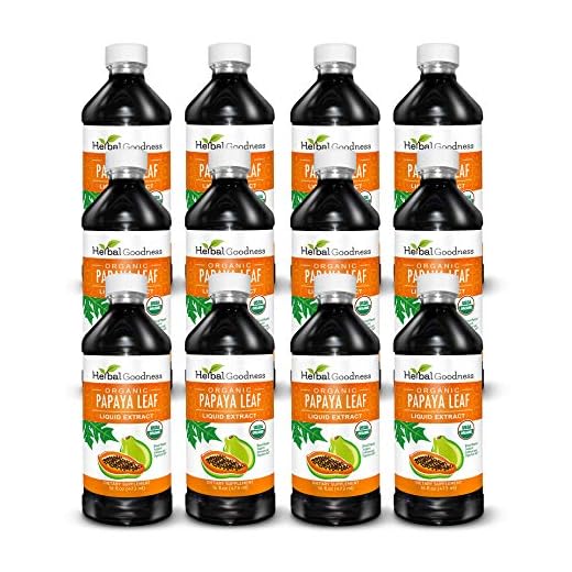 Papaya Leaf Extract Blood Platelet Support - 15X Strength - Natural Blood Platelet Boost & Digestive Aid - 16oz Liquid Extract Juice Case Qty (12)- Herbal Goodness