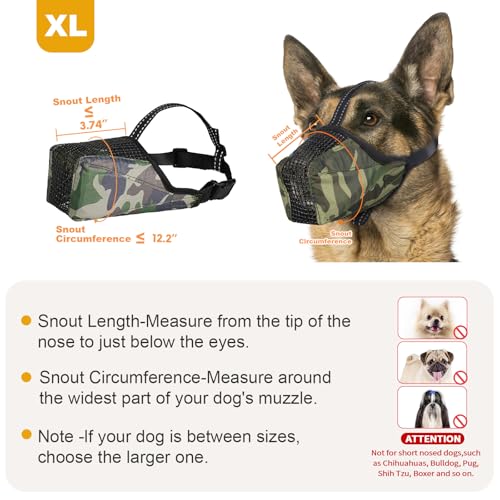 Image of Dog Muzzle, Adjustable Soft Mesh Muzzle Anti-Biting, Chewing, Scavenging