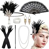 【20er jahre schmuck】Elegante künstliche Perlenkette, zeitlos klassischer Stil, Länge: 180 cm/ 71 Zoll. Sie kann 2-3 Mal als mehrschichtige Halskette gewickelt werden, passend zu Ihrem Kleid aus den 1920er Jahren. Der Perlenhandgelenkreif wurde mit einer elastischen Schnur entworfen, die für die meisten Menschen geeignet ist. Die antiken Ohrringe im Retro-Stil der 20er Jahre passen perfekt zu Ihrem Kostüm der 1920er Jahre.