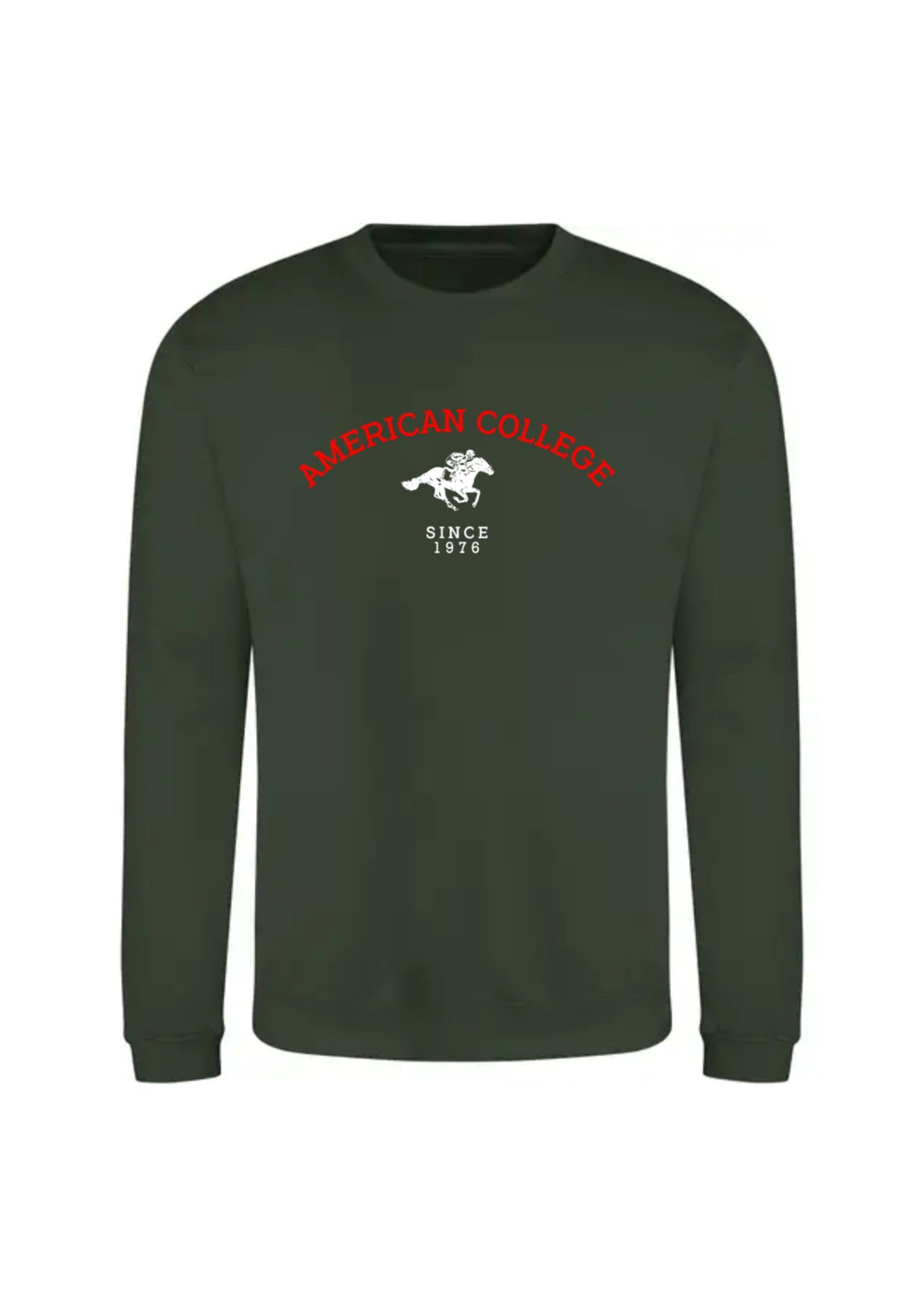 AMERICAN COLLEGE USA Bluza Sweter z nadrukiem Ciepłe ubrania Unisex Dzieci Chłopcy i Dziewczęta Casual Model ACSCRW3 Ciemny Zielony 14 LAT, zielony, 14 lat