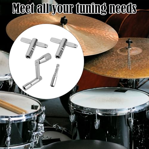 4pcs Drum Keys, Z-Shaped & T-Shaped & Drill Bit Tuning Keys with Storage Box for Acoustic and Electronic Drums Percussion Hardware Tool Essential Accessories and Drummer Gifts